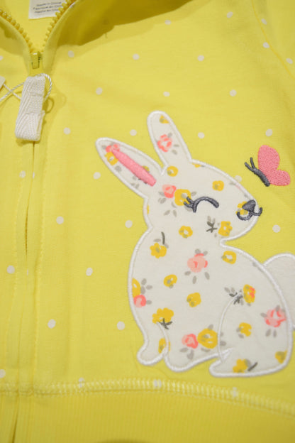 3-piece Bunny Zip-Up Hooded romper set | spring clothes | 100% Cotton