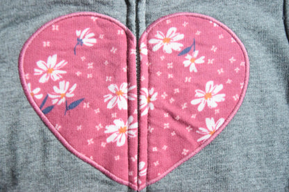 3-piece Pink Heart Zip-Up Hooded romper set | 100% Cotton