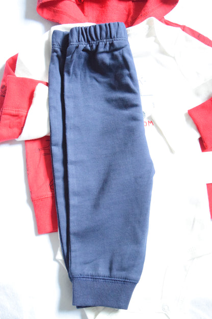 3-piece Fire Truck Zip-Up Hooded romper set | 100% Cotton