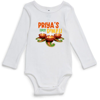 First Diwali Baby Bodysuit, Outfit for Baby's First Diwali, First Diwali Onesies, Name personalised Diwali Bodysuit