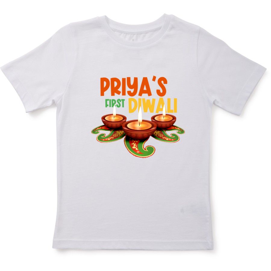 First Diwali | Outfit for Baby's First Diwali | First Diwali T-shirt,  | Name personalised Diwali T-shirt
