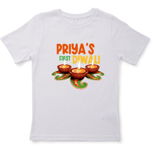 First Diwali | Outfit for Baby's First Diwali | First Diwali T-shirt,  | Name personalised Diwali T-shirt