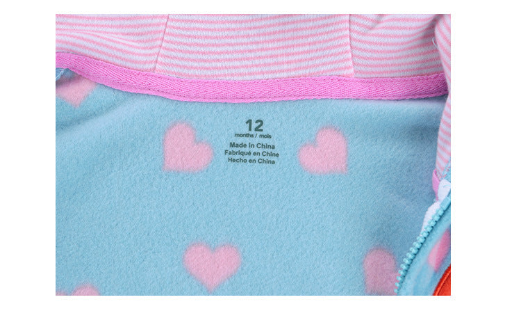 Cute Fox fleece Zip-Up Hoodie | Pink and blue