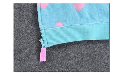Cute Fox fleece Zip-Up Hoodie | Pink and blue