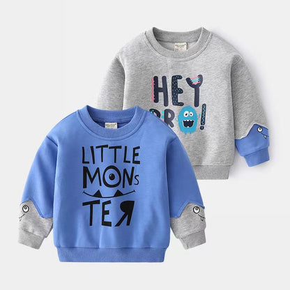Hey Bro! Gray And Blue Sweatshirts For Toddlers And Kids