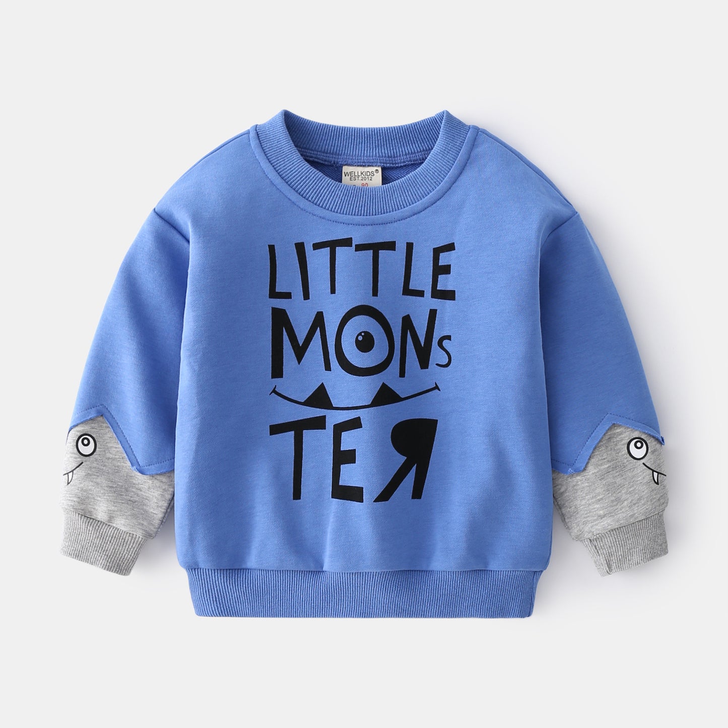 Little Monster! Blue And Gray Sweatshirts For Toddlers And Kids